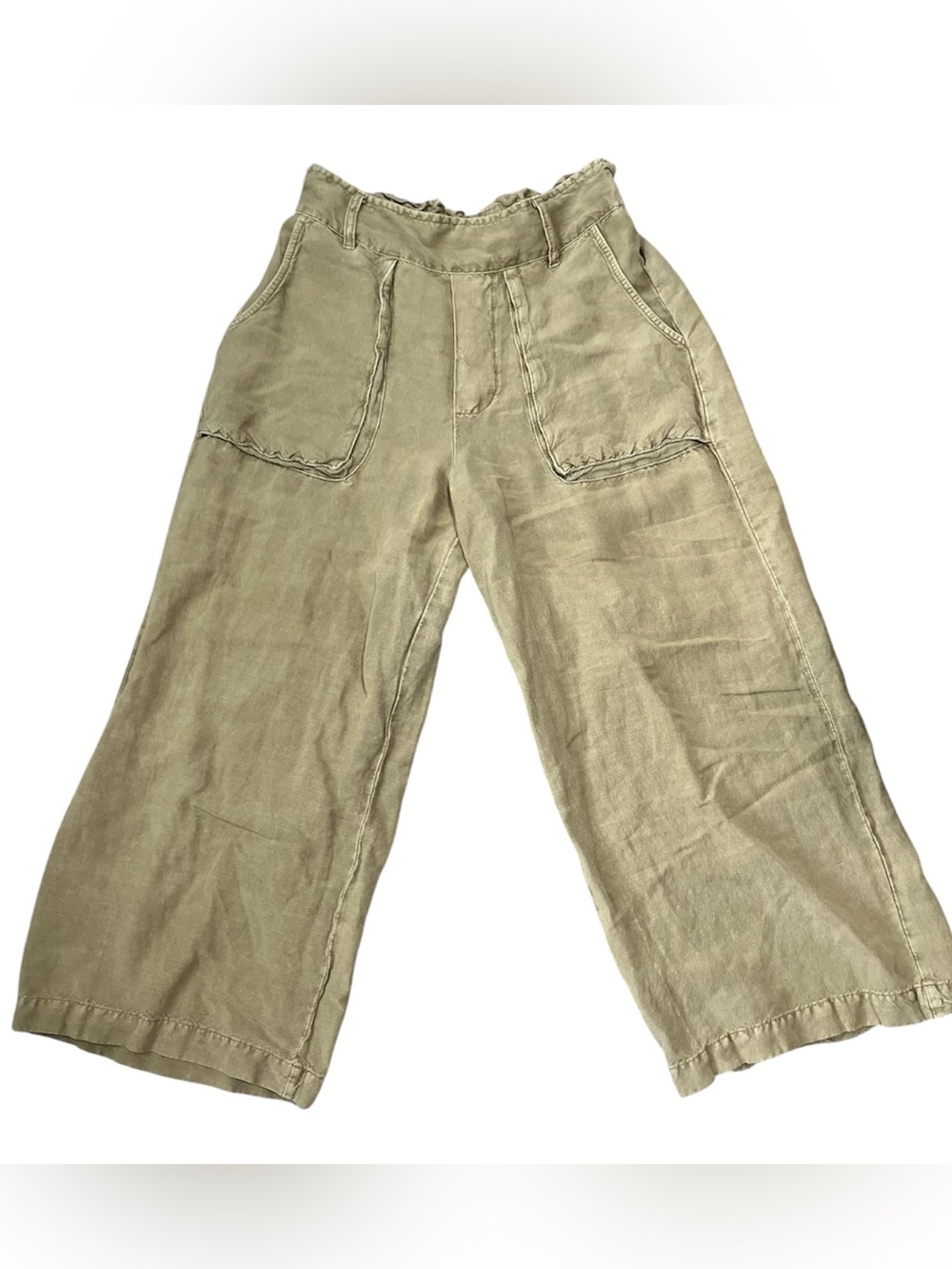 Young Fabulous & Broke Wide-Leg Utility Pants Tan/Mustard Linen Blend Size Small